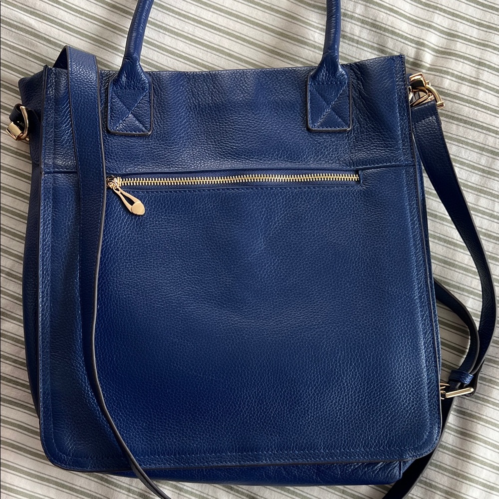 Kristen Bell for Erica Anenberg - Elegant Blue Leather Tote Bag - Picture 4 of 9